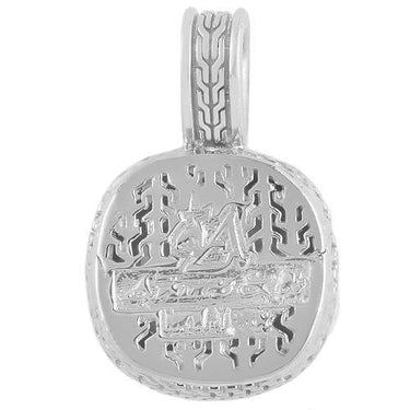 14K White Solid Gold Mens Diamond Blue Sapphire Pendant 1.75 Ctw